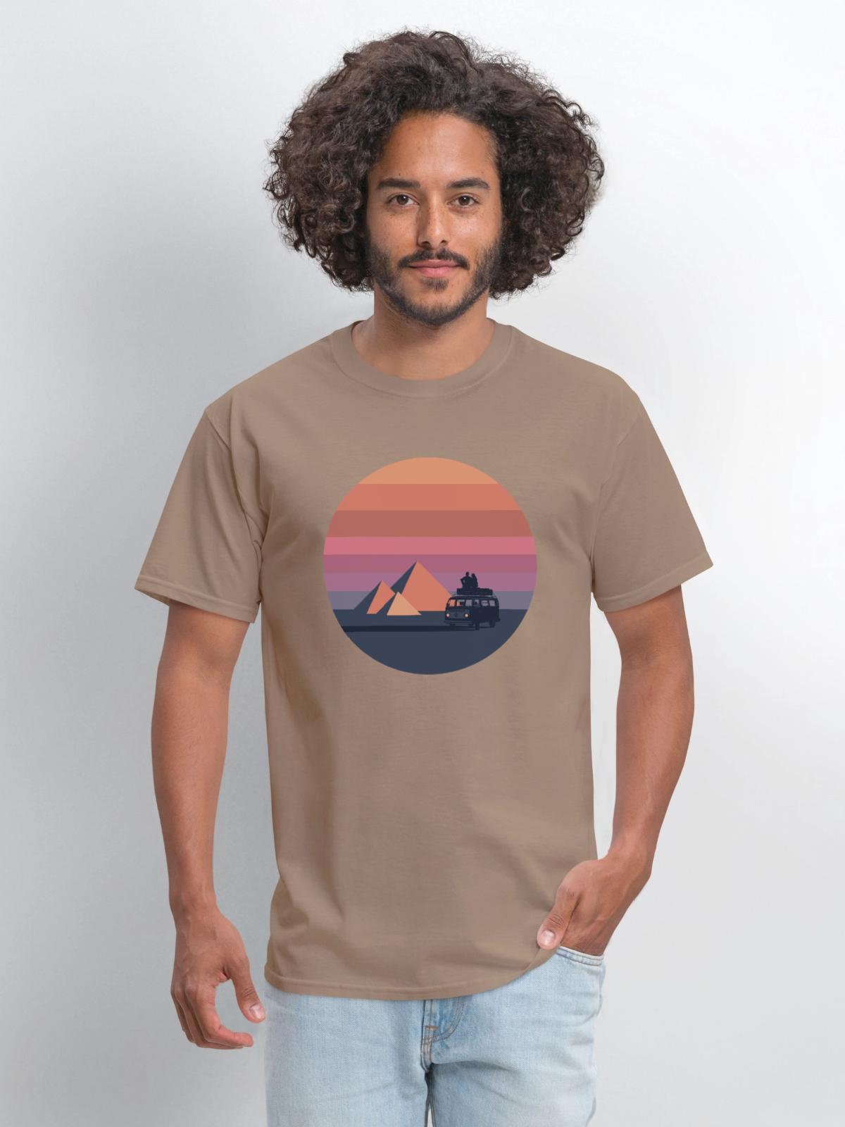 Volkswagen VW T2a Camper With Pyramids - Men's T-Shirt - safari - Front - Jose (178cm)