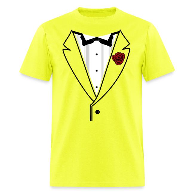 Black Lined Tuxedo Shirt with Black Tie