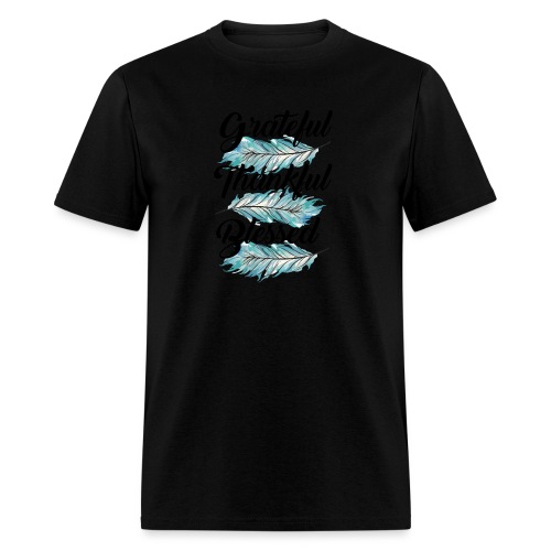 feather blue grateful thankful blessed - Men's T-Shirt