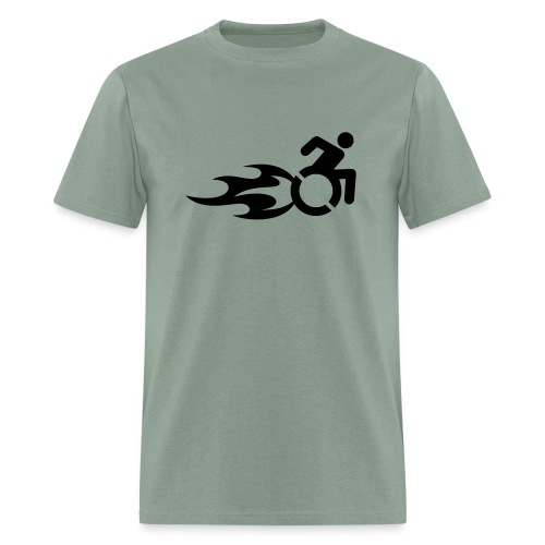 Fast wheelchair user with flames # - Men's T-Shirt