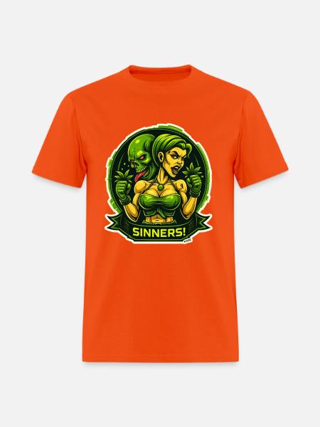 Sinners! Green Femme vs Demon - Men's T-Shirt - orange