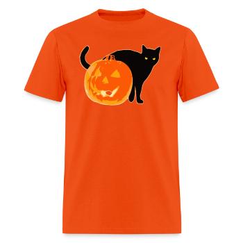 Halloween Black Cat Jack o Lantern Pumpkin Funny - Men's T-Shirt - orange - Front - Jose (178cm)