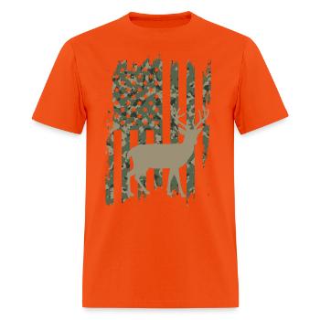 Camo American Flag Deer - Men's T-Shirt - orange - Front - Jose (178cm)