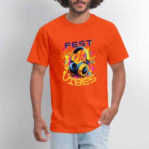 Festival Vibes! Yellow Headphones - Music Lover - Men's T-Shirt