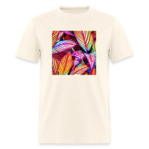 Striped Neon Leaves Design - Men's T-Shirt