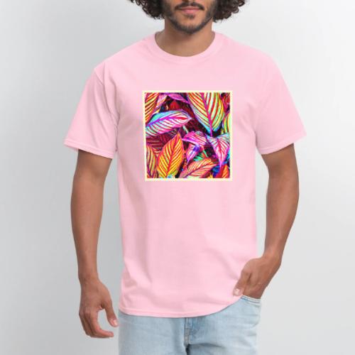 Striped Neon Leaves Design - Men's T-Shirt