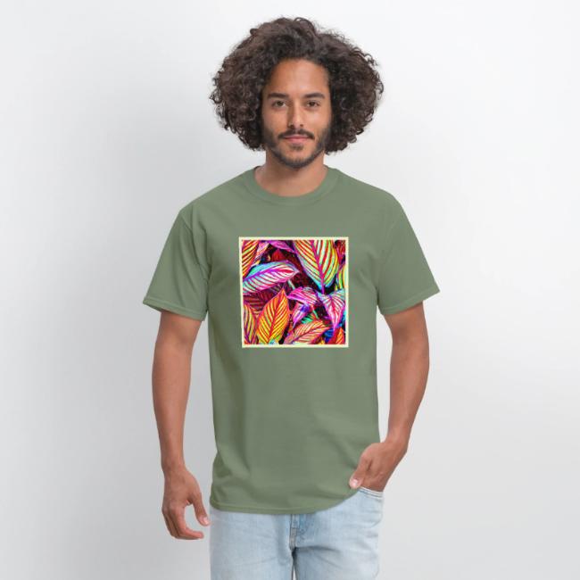 Striped Neon Leaves Design
