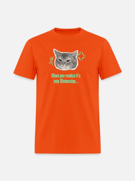 Wednesday Cat Halftone Meme - Men's T-Shirt - orange