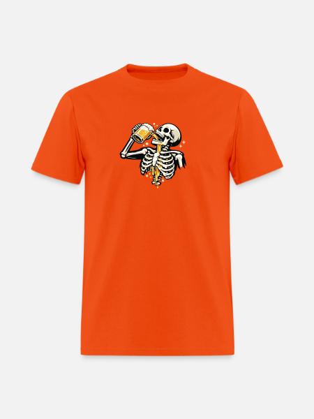 Skeleton Sips Beer - Men's T-Shirt - orange