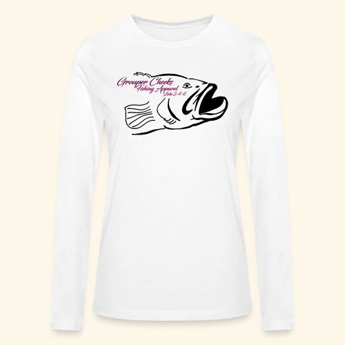Grouper Cheeks Hand Drawn Logo Pink and Black - Bella + Canvas Women's Long Sleeve T-Shirt