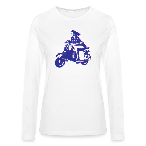 Cute Vespa Scooter Girl - Bella + Canvas Women's Long Sleeve T-Shirt