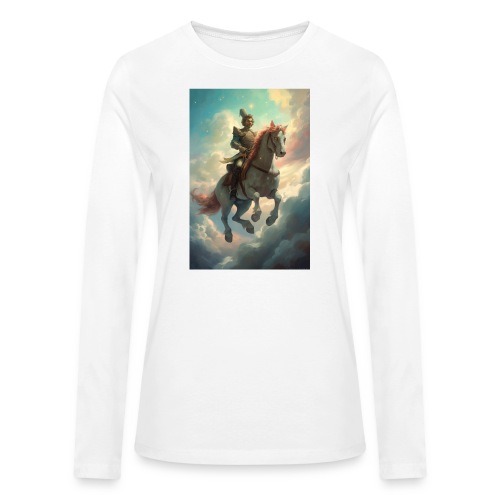 Blue Sky Horse Ride Fantasy Painting - Bella + Canvas Women's Long Sleeve T-Shirt