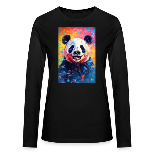 Paint Splatter Panda Bear - Bella + Canvas Women's Long Sleeve T-Shirt
