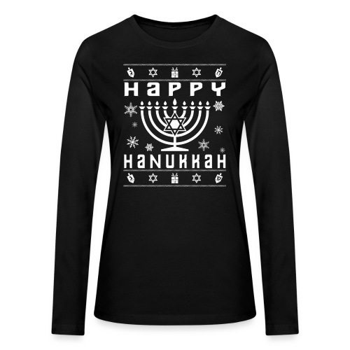 Happy Hanukkah Ugly Holiday - Bella + Canvas Women's Long Sleeve T-Shirt