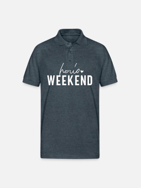 Hello Weekend - Gildan Unisex 50/50 Jersey Polo - deep heather