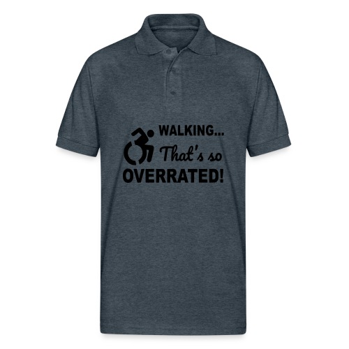 Walking is overrated. Wheelchair humor shirt * - Gildan Unisex 50/50 Jersey Polo
