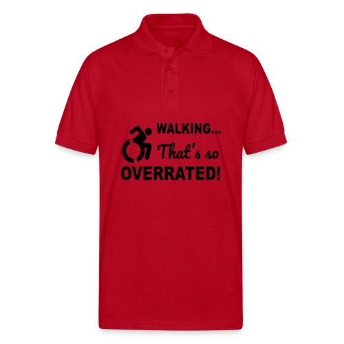 Walking is overrated. Wheelchair humor shirt * - Gildan Unisex 50/50 Jersey Polo