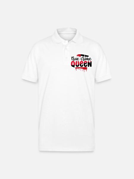 True Crime Queen - Gildan Unisex 50/50 Jersey Polo - white