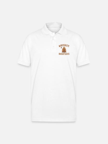 Whiskey Bonfires Outdoor Logo - Gildan Unisex 50/50 Jersey Polo - white