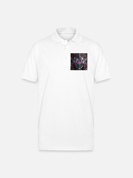 Cyberpunk Demon Mask – Chrome Tech Art - Gildan Unisex 50/50 Jersey Polo - white