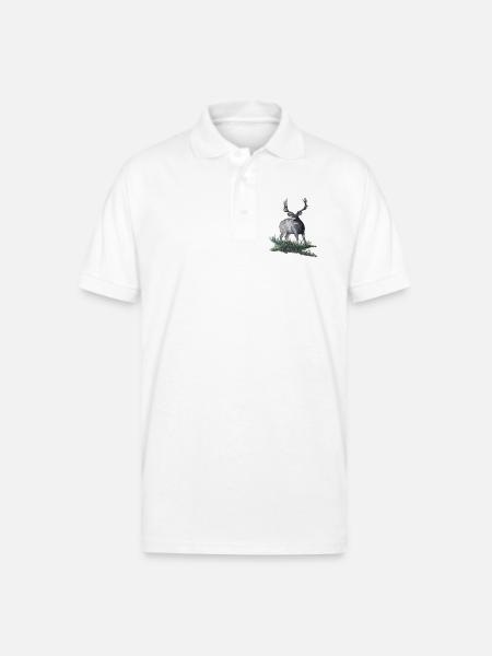 Mule deer buck sketch - Gildan Unisex 50/50 Jersey Polo - white