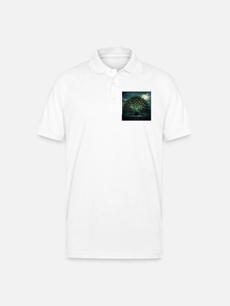 beautiful peacock - Gildan Unisex 50/50 Jersey Polo - white