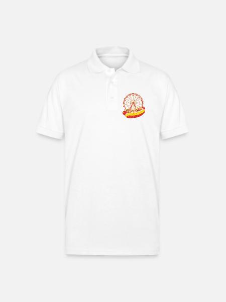 Neon Carnival Hotdog & Ferris Wheel - Gildan Unisex 50/50 Jersey Polo - white