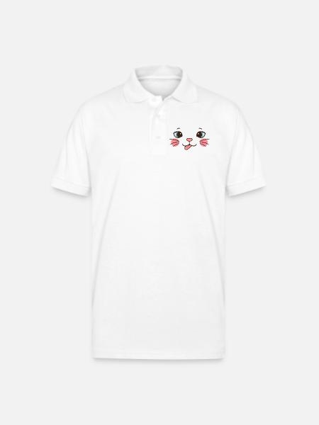 Pink Cheek Cat Face - Gildan Unisex 50/50 Jersey Polo - white
