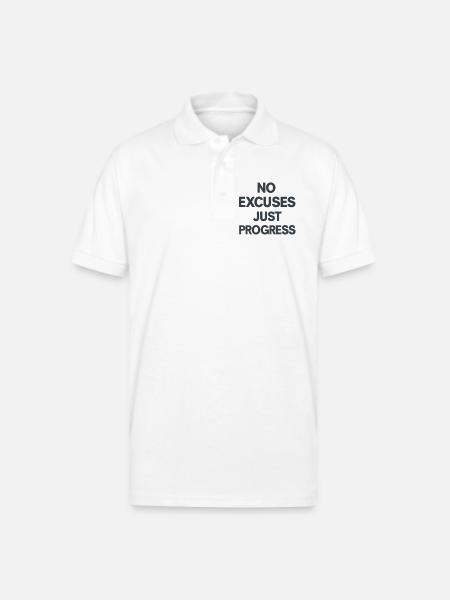 No Excuses Just Progress - Gildan Unisex 50/50 Jersey Polo - white