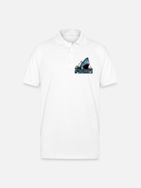 Shark Attack Splash - Gildan Unisex 50/50 Jersey Polo - white