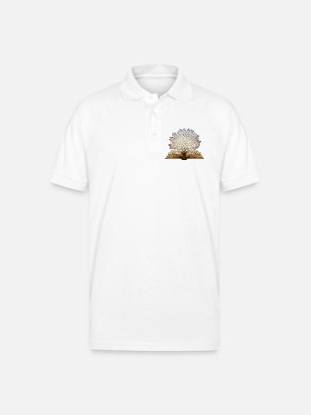 Golden book tree art - Gildan Unisex 50/50 Jersey Polo - white