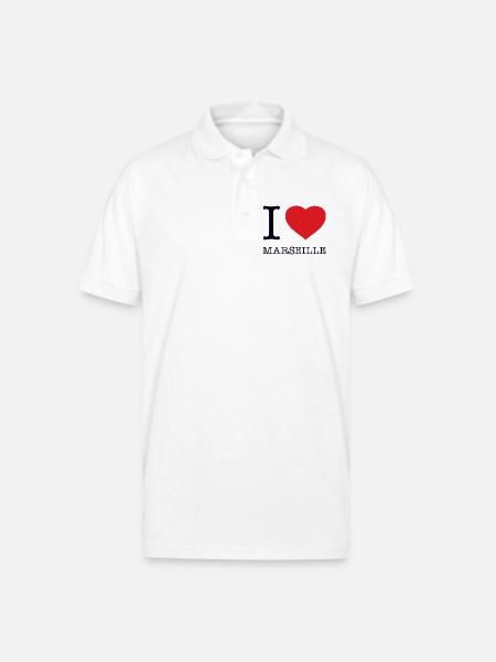 I love Marseille - Gildan Unisex 50/50 Jersey Polo - white