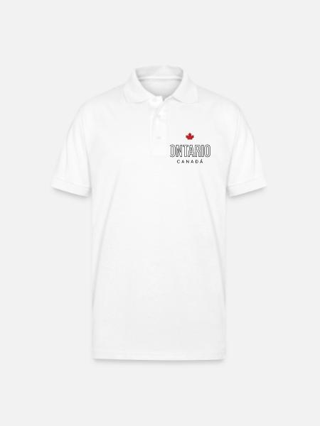 Maple Leaf Emblem on Bold Text - Gildan Unisex 50/50 Jersey Polo - white