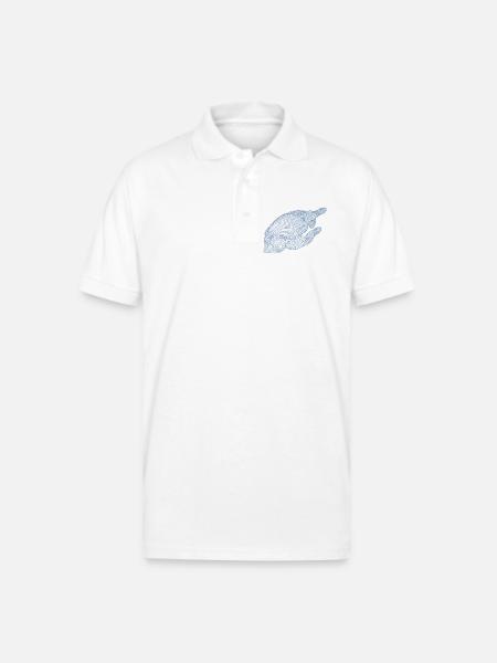 Geometric Hand Silhouette with Fractals - Gildan Unisex 50/50 Jersey Polo - white