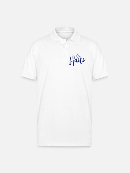 Haiti Heart Women's Love Haiti - Gildan Unisex 50/50 Jersey Polo - white