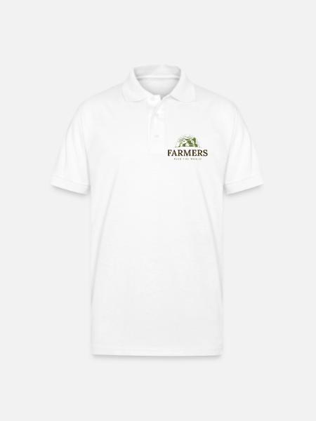 Farmers Sunburst Barn Emblem - Gildan Unisex 50/50 Jersey Polo - white