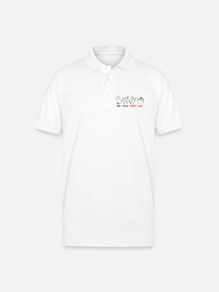 Un Deux Trois Cat - Gildan Unisex 50/50 Jersey Polo - white