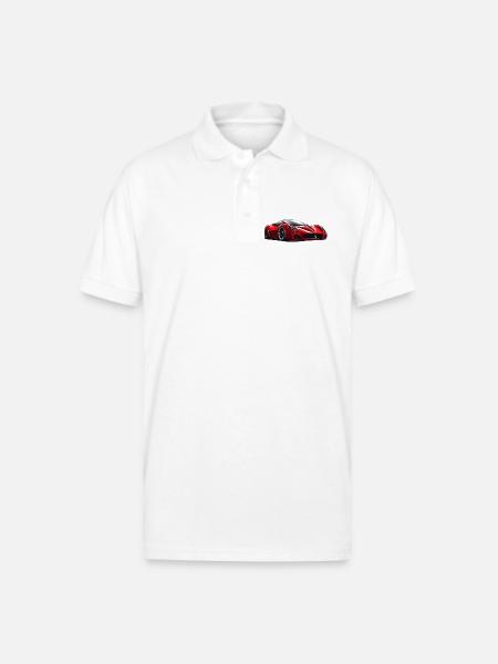 Crimson Velocity Sports Car - Gildan Unisex 50/50 Jersey Polo - white