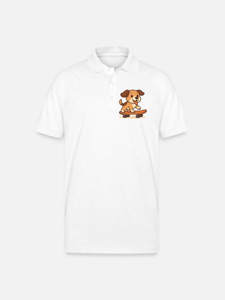 Dog roller skating - Gildan Unisex 50/50 Jersey Polo - white