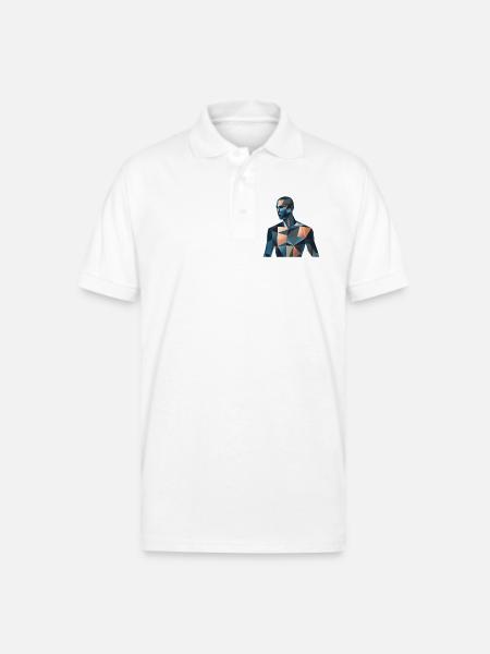 Blue Low-Poly Portrait - Gildan Unisex 50/50 Jersey Polo - white