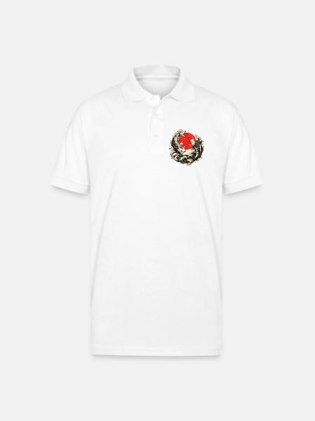 Koi Swirl Red Sun Wave - Gildan Unisex 50/50 Jersey Polo - white