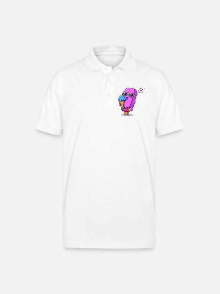 Sunny Pink Ice Pop Mascot - Gildan Unisex 50/50 Jersey Polo - white