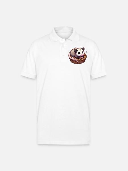 Cute Baby Opossum - Gildan Unisex 50/50 Jersey Polo - white