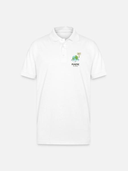 Earth Suffering Plastic Pollution - Gildan Unisex 50/50 Jersey Polo - white