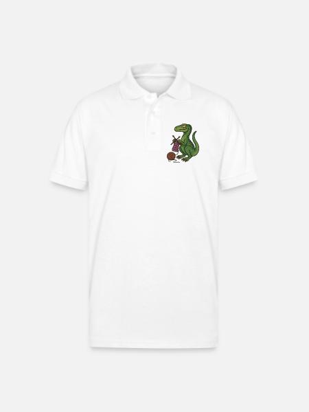 Knit Dino Cozy Green Reptile - Gildan Unisex 50/50 Jersey Polo - white