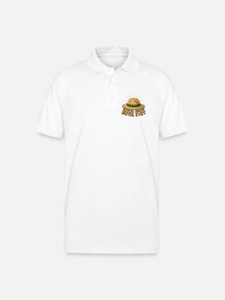 Safari Staff Hat Emblem - Gildan Unisex 50/50 Jersey Polo - white