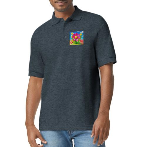 Pink Floral Peace | Sky & Nature Design - Gildan Unisex 50/50 Jersey Polo