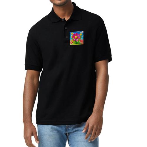 Pink Floral Peace | Sky & Nature Design - Gildan Unisex 50/50 Jersey Polo