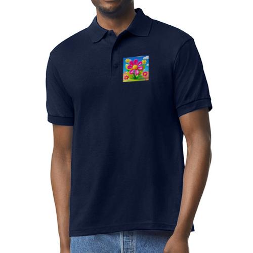 Pink Floral Peace | Sky & Nature Design - Gildan Unisex 50/50 Jersey Polo