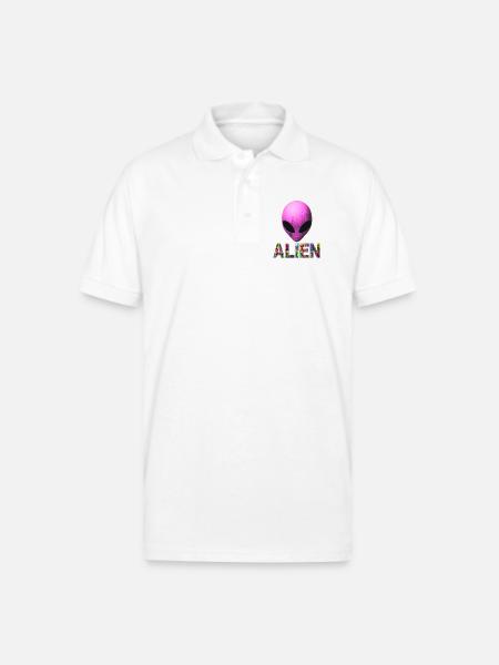 Neon Alien Word Mosaic - Gildan Unisex 50/50 Jersey Polo - white